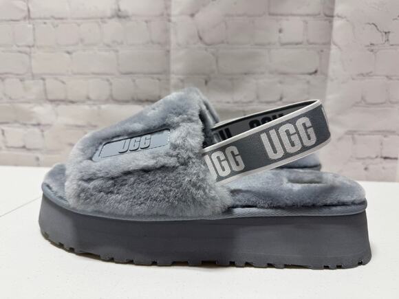 UGG Shoes - UGG Disco Slide Platform Slipper Sz 10 Color Ash Fog Sheepskin Upper And Insole